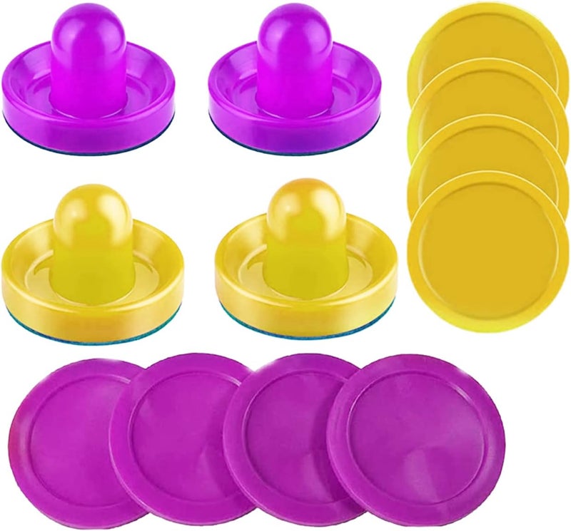 Inscool Air Hockey Pushers and Pucks - Air Hockey Paddles and Goal Handles Replacement Accessories for Game Tables (4 Pushers, 8 Pucks) - Image 1